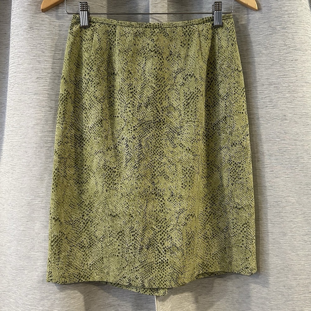 Le Suit 4P Lime Green Reptile Print Skirt Y2K‎
